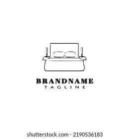 logotipo de la cama logotipo de la caricatura icono diseño de la ilustración de un vector lindo negro