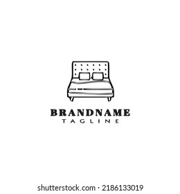 logotipo de la cama icono logotipo de la caricatura plantilla plana ilustración vectorial aislado negro