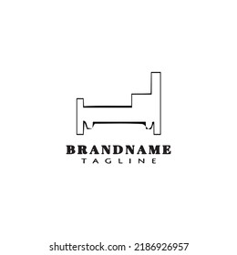 logotipo de la cama icono logotipo de la caricatura plantilla plana ilustración vectorial aislado negro