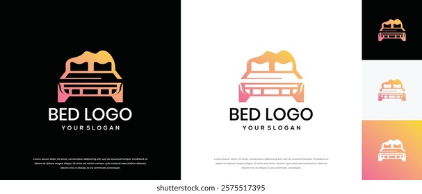Bed logo design. Bed logo design vector icon.