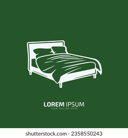 Bed logo ideas bed vector bed icon isolated on green background