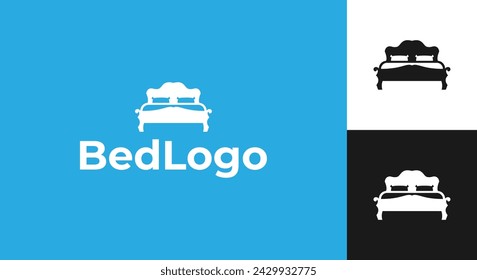 bed logo vector illustration, sleep bed logo template