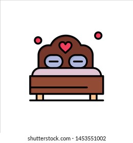 Bed, Love, Heart, Wedding  Flat Color Icon. Vector icon banner Template