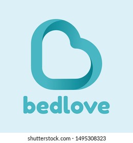 bed love logo design with B letter and love symbol