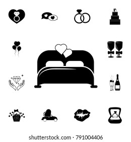 bed of lovers icon. Set of wedding elements icon. Photo camera quality graphic design collection icons for websites, web design, mobile app on white background