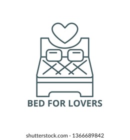 Bed for lovers line icon, vector. Bed for lovers outline sign, concept symbol, flat illustration