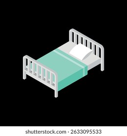 La cama se hace aislada. Cama con manta y almohada