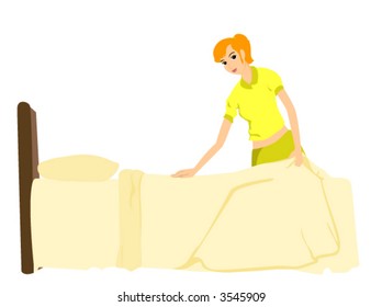 Bed Making - Vector