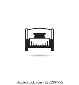bed and mattress icon on white background