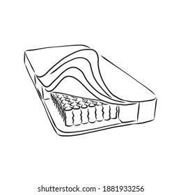 Iconos De Colchón De La Cama Estilo De Esbozo Rápido Dividido A Mano. ilustración de esbozo de vector colchón