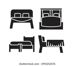 bed and mattress icons set vector