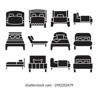 bed and mattress icons set vector