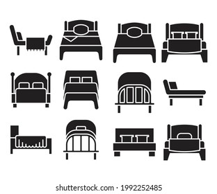 bed and mattress icons set vector