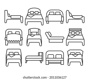 bed and mattress icons set vector illustration