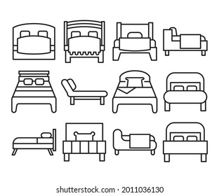bed and mattress icons set vector illustration