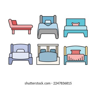 bed and mattress icons set vector