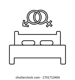 icono de línea de objeto de colchón de cama