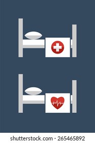 Bed. Medical icons.Flat design. Vector. 