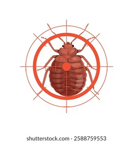 bed mite under fire. Stop bed bug. Stop insects sign. bed bug in red forbidding circle, vector
