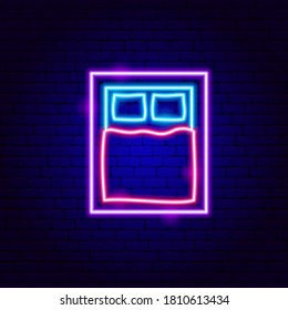 Bed Neon Sign. Vector Illustration of Furniture Promotion.