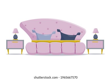 Bed with nightstands vector illlustration isolated on white background