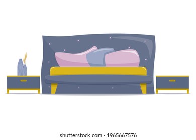 Bed with nightstands vector illlustration isolated on white background