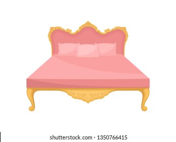 Bed on white background. Princess furniture concept.
