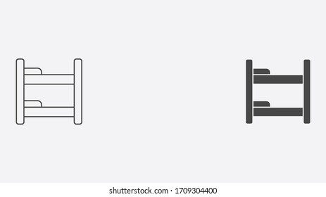 Bed outline and filled vector icon sign symbol