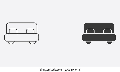 Bed outline and filled vector icon sign symbol