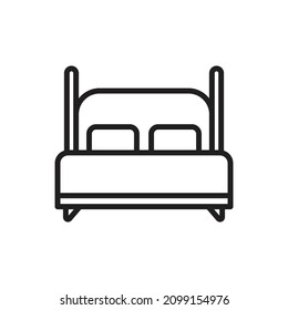 Ilustración de vectores de iconos de contorno de cama