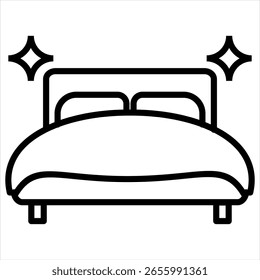 Ilustración vectorial de icono de contorno de cama