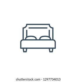 Bed outline style icon. Valentine's Day and Love theme for websites of web design and mobile applications.