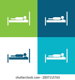 Bed With A Person Lying On It Flat four color minimal icon set