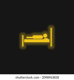 Bed With A Person Lying On It yellow glowing neon icon