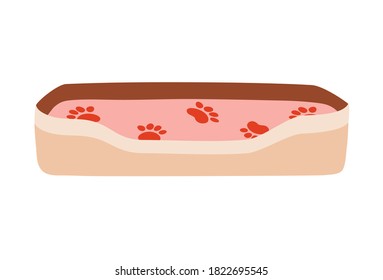 A Bed For A Pet, Dog Or Cat. Vector Illustration. Object Isolated On White Background, Cartoon Style