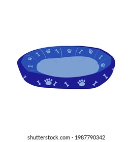 Cama para un perro o gato mascota. Ilustración de dibujos animados.