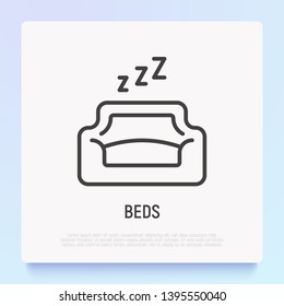 Bed for pet thin line icon. Modern vector illustration for pet shop.