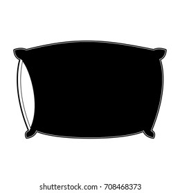 bed pillow black color section silhouette on white background vector illustration