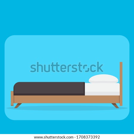 bed pillow and blanket side view. Flat duvet simple vector illustration