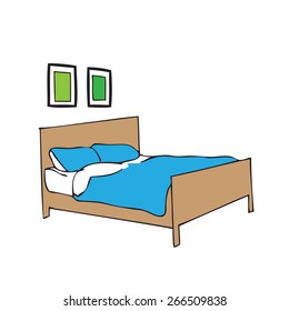 Bed pillow and blanket vector
