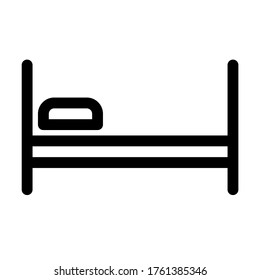 Bed with pillow line icon. Medical symbol, sign. Patient bed line icon. Vector illustration