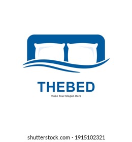 Bed and pillow logo vector design. Suitable for design interior, business, furniture and art