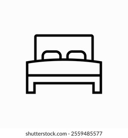 Bed, pillow, mattress icon vector image. Can also be used for real estate, property, land and buildings. Suitable for mobile apps, web apps and print media template