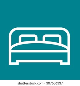 Bed, pillow, mattress icon vector image. Can also be used for real estate, property, land and buildings. Suitable for mobile apps, web apps and print media.