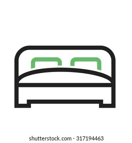 Bed, pillow, mattress icon vector image. Can also be used for real estate, property, land and buildings. Suitable for mobile apps, web apps and print media.