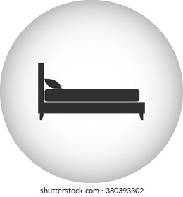 Bed pillow simple icon on  round background