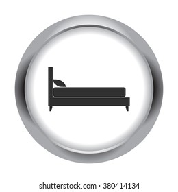 Bed pillow simple icon on  round background