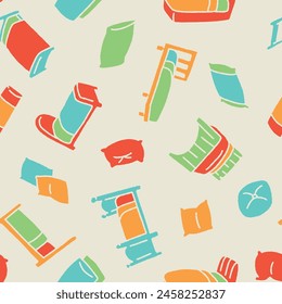 Bed Pillow Sleep Seamless Pattern Vector illustration for Print, Wallpaper, Decoration.