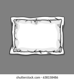 Bed pillow template isolated on gray background. Sketch illustration.