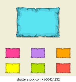 Bed pillow templates. Set of multicolored pillows. Sketch illustration.